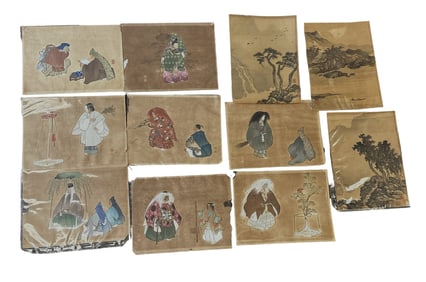 11 ANTIQUE JAPANESE WOODBLOCKS NOH + LANDSCAPE