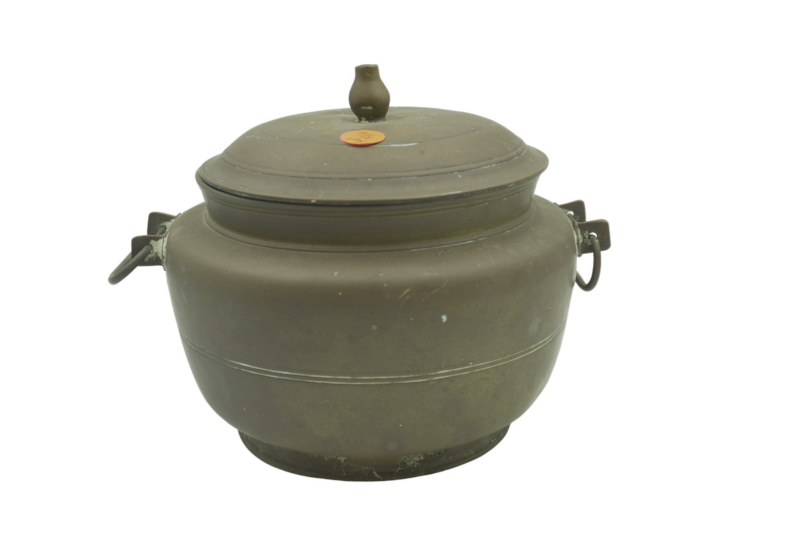 ANTIQUE ASIAN COPPER POT: Antique Asian Copper Cooking Pot with lid and 2 handles. Measures 8"x7.75"x7". Weight 3 lbs 8 oz