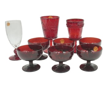 LOT OF RUBY GLASSES - 9 PIECES