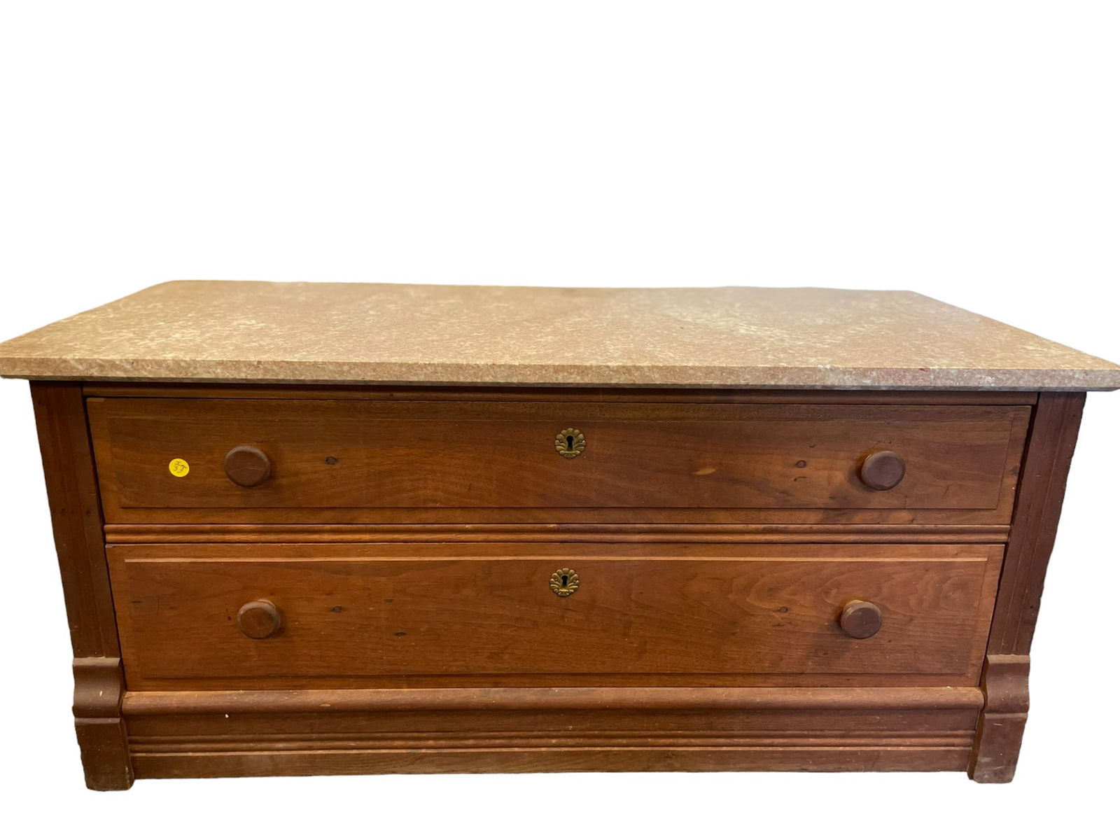 ANTIQUE MARBLE TOP LOW CHEST (1 of 5)