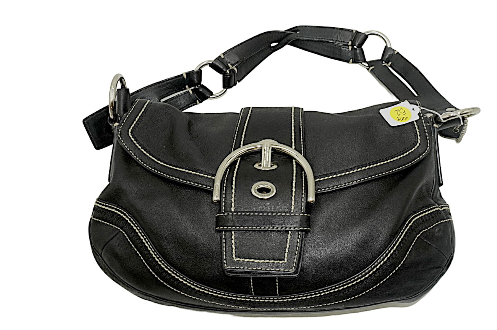 GENUINE BLACK LEATHER COACH SHOULDER BAG (1 of 5)