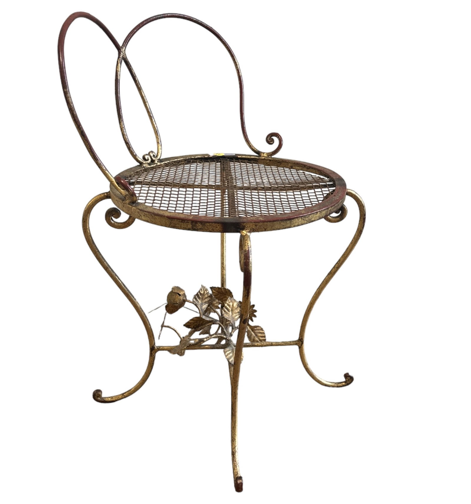 VINTAGE ITALIAN REGENCY GILT METAL VANITY CHAIR (1 of 8)