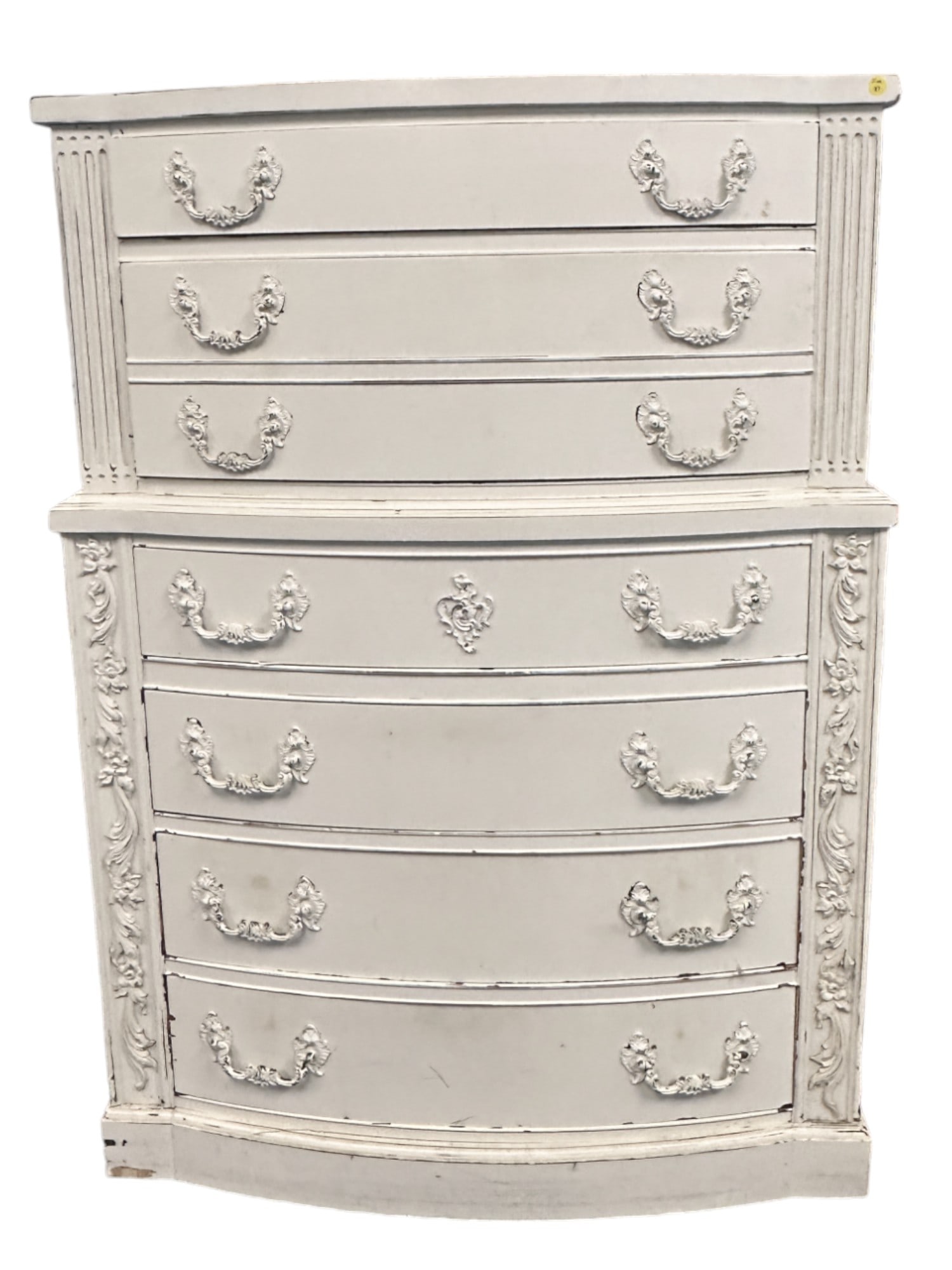 ANTIQUE WHITE PAINTED FRENCH 6 DRAWER CHEST (1 of 10)