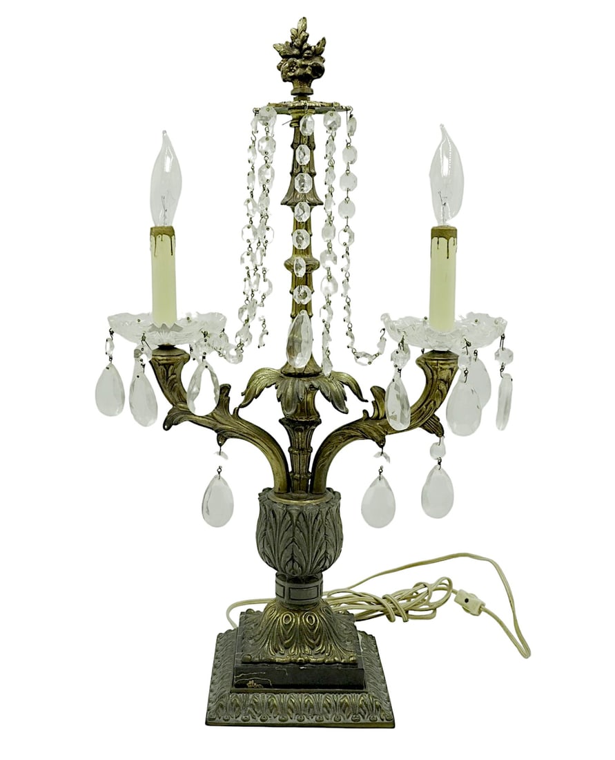 MID CENTURY ITALIAN CANDELABRA LAMP MARBLE BASE (1 of 6)