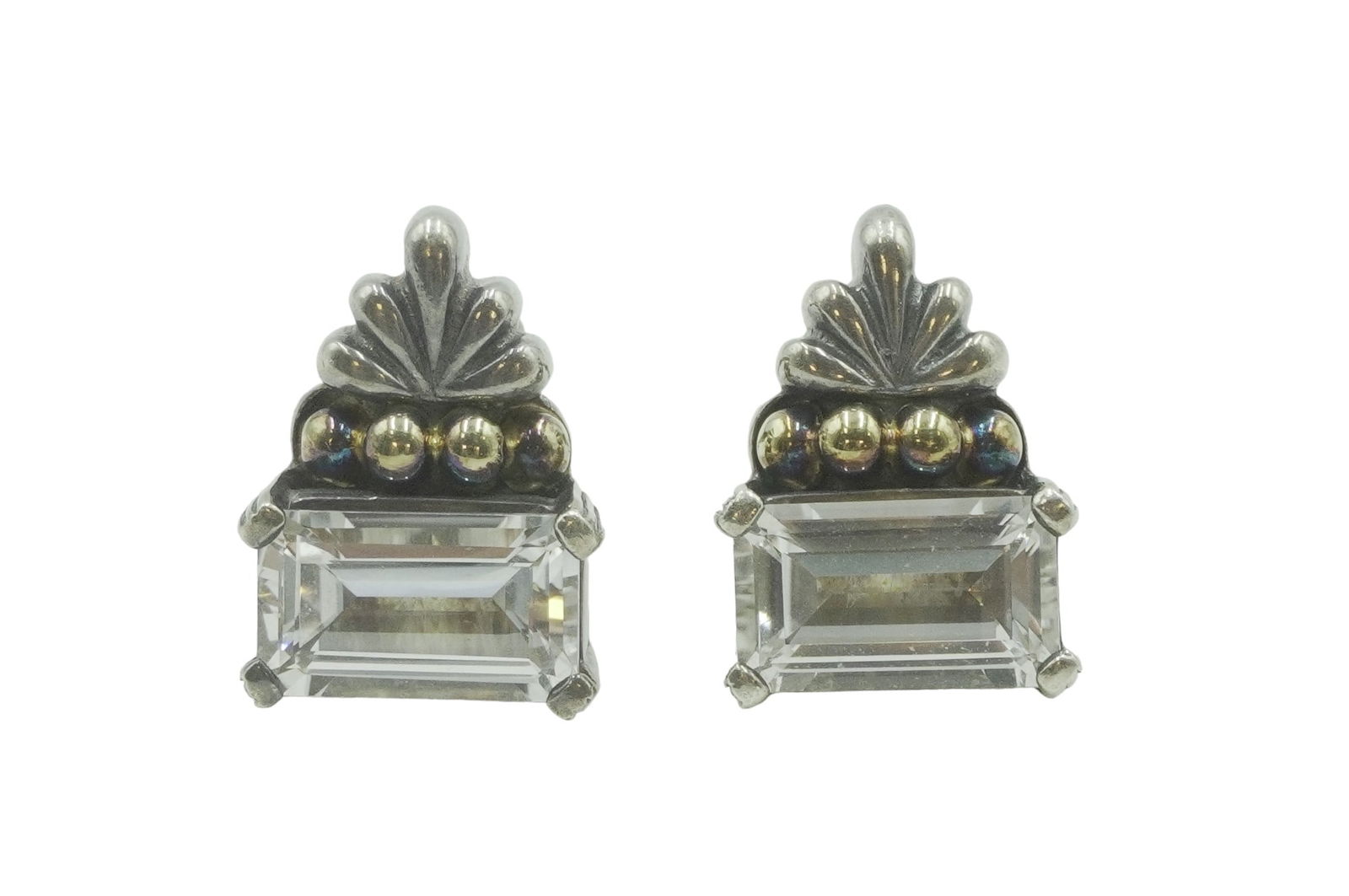 LAGOS CAVIAR WHITE TOPAZ 18K & STERLING EARRINGS (1 of 5)