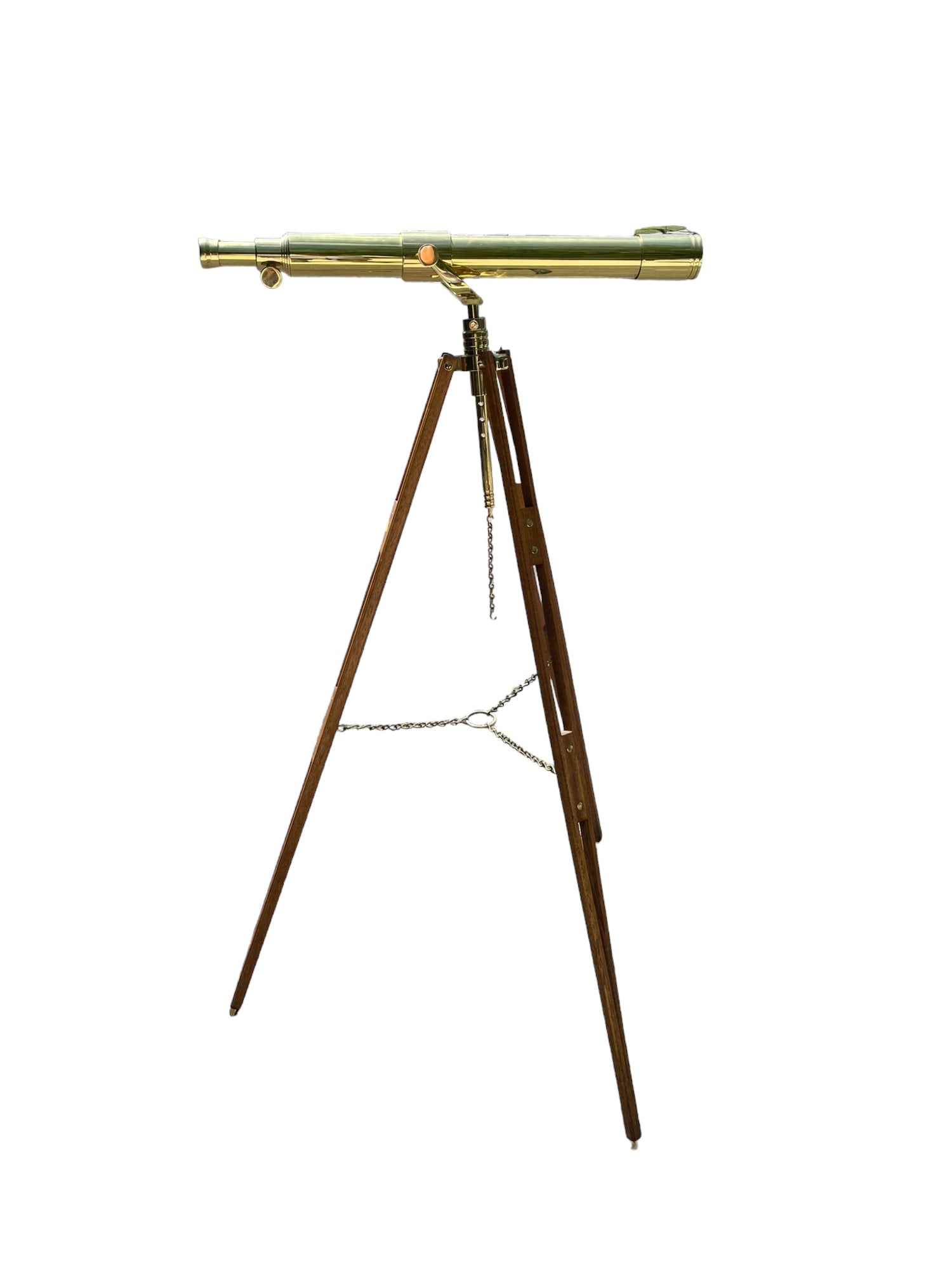 BRASS TELESCOPE ON TRIPOD WOOD STAND (1 of 7)