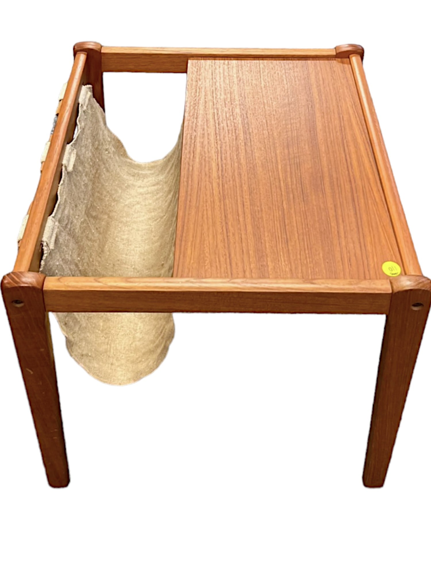 1960s DANISH SPOTTRUP TEAK & LINEN MAGAZINE SIDE TABLE (1 of 5)