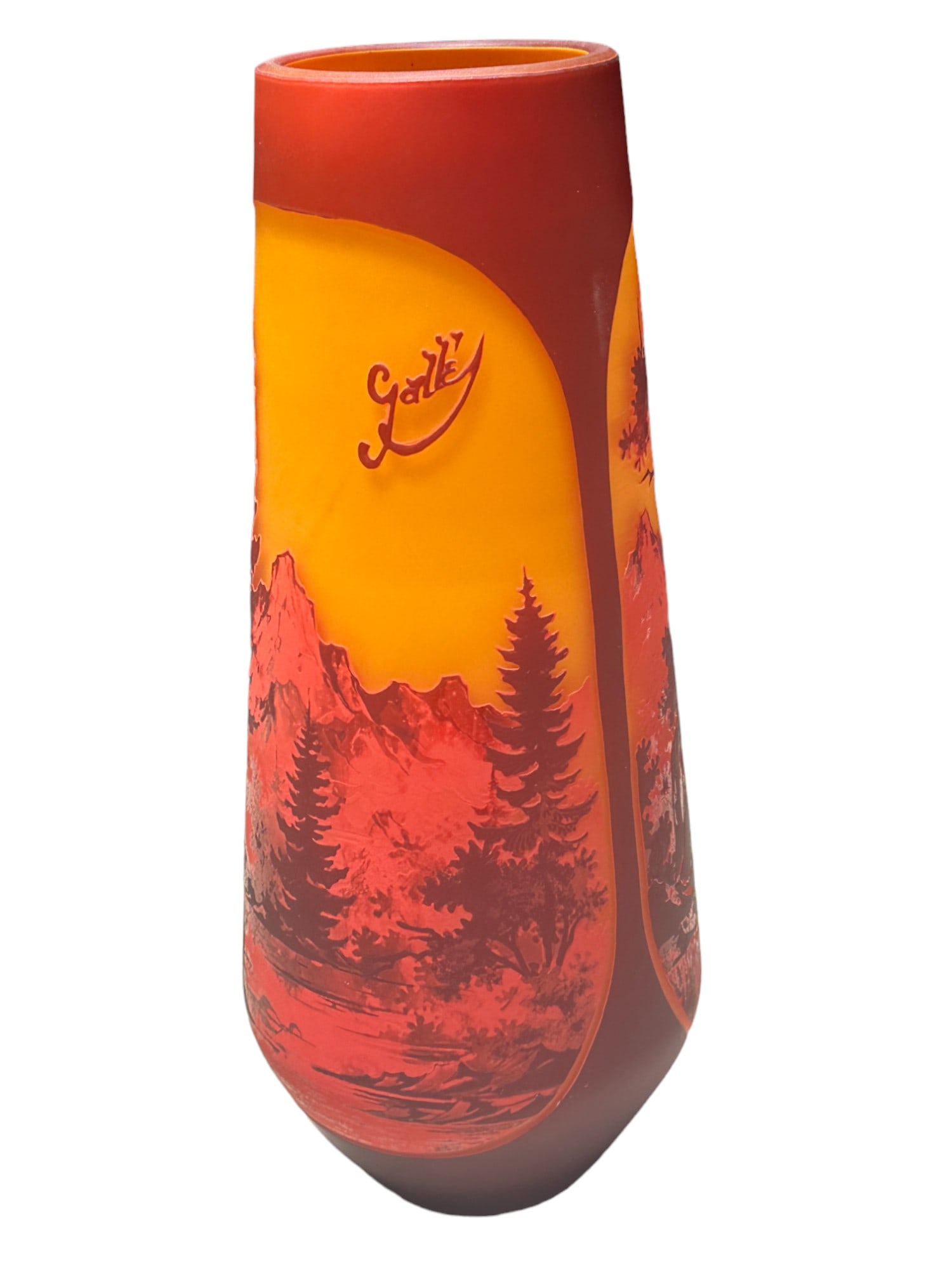 CAMEO GLASS REDS LANDSCAPE SIGNED GALLE (1 of 8)