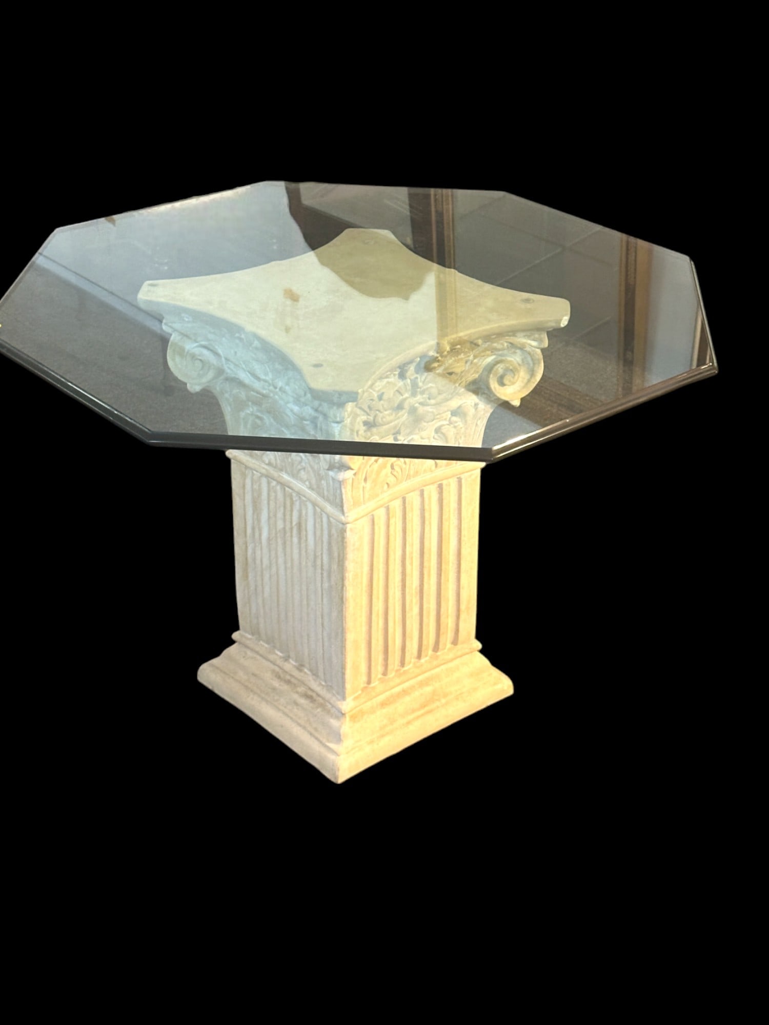 CORINTHIAN PEDESTAL AND GLASS DINING TABLE (1 of 6)