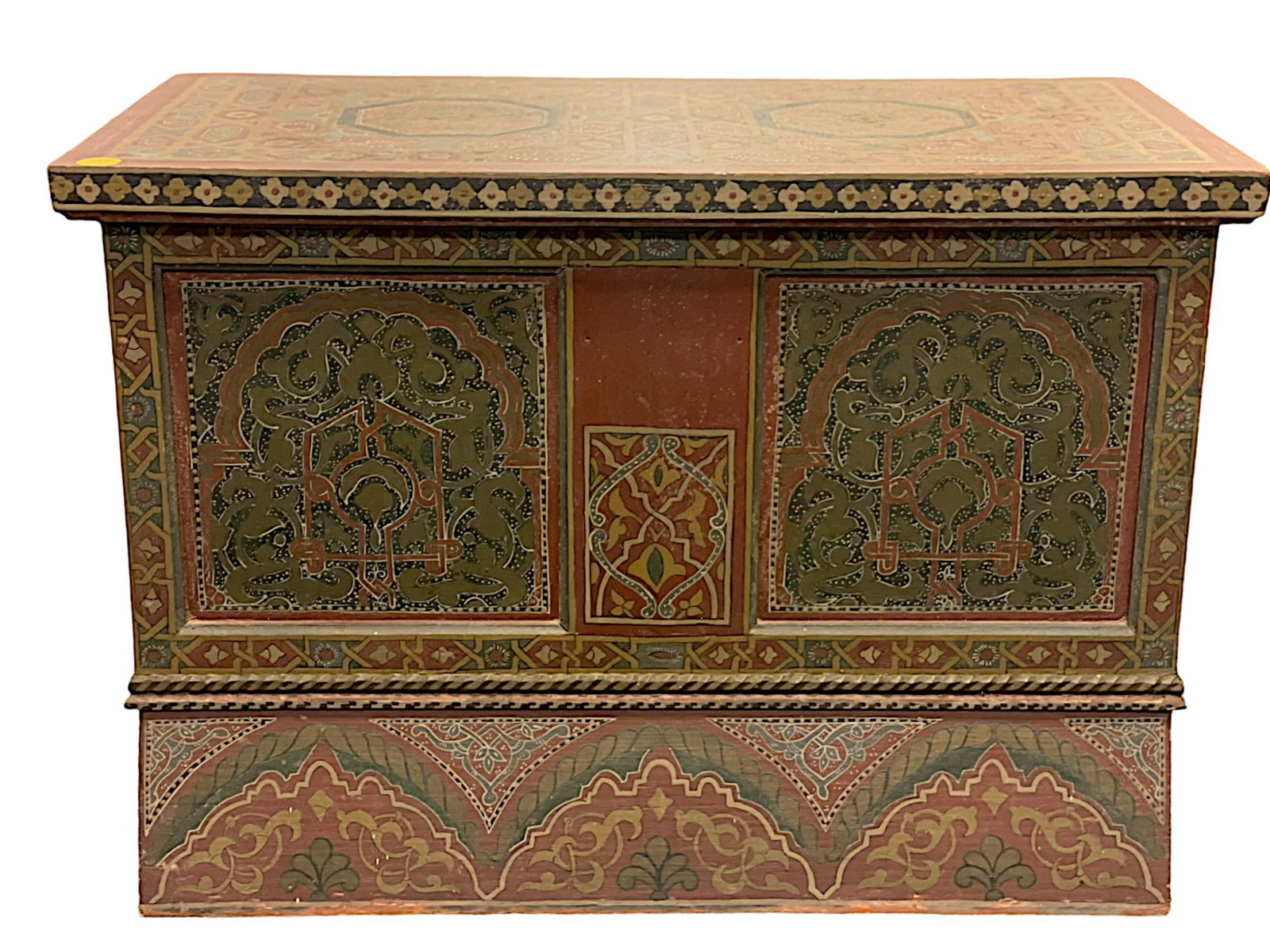 ANTIQUE MOROCCAN POLYCHROME PAINTED WEDDING CHEST (1 of 8)