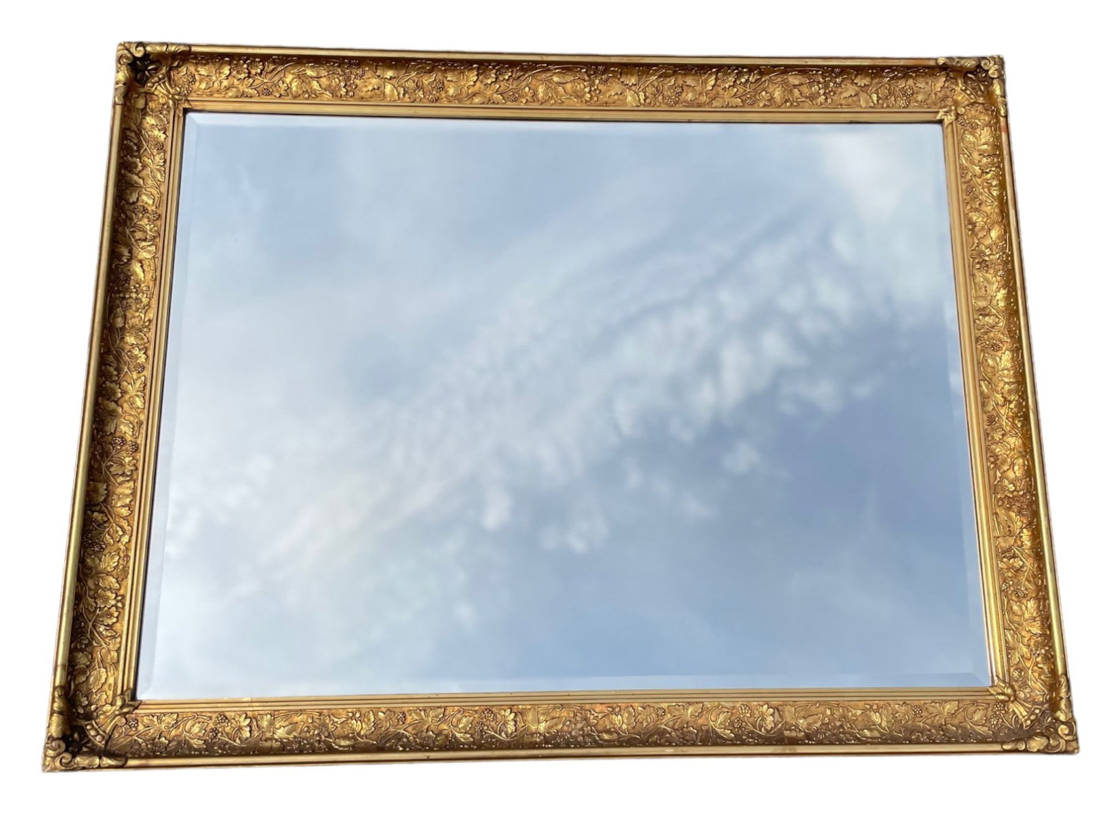 LARGE ORNATE VINTAGE GILT BEVELED MIRROR (1 of 6)