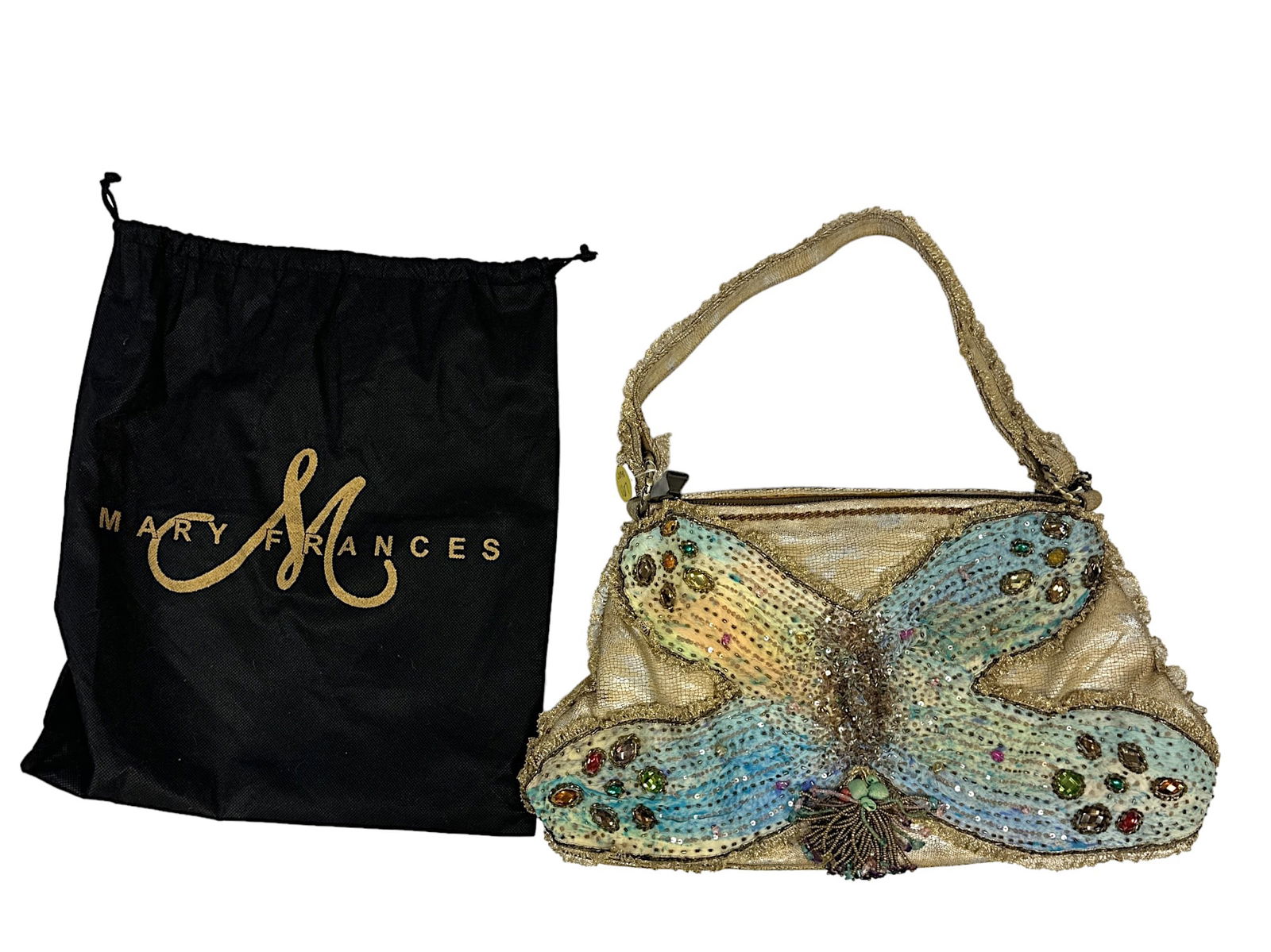 VINTAGE DESIGNER MARY FRANCES BEADED LARGE BUTTERFLY SHOULDER BAG (1 of 8)