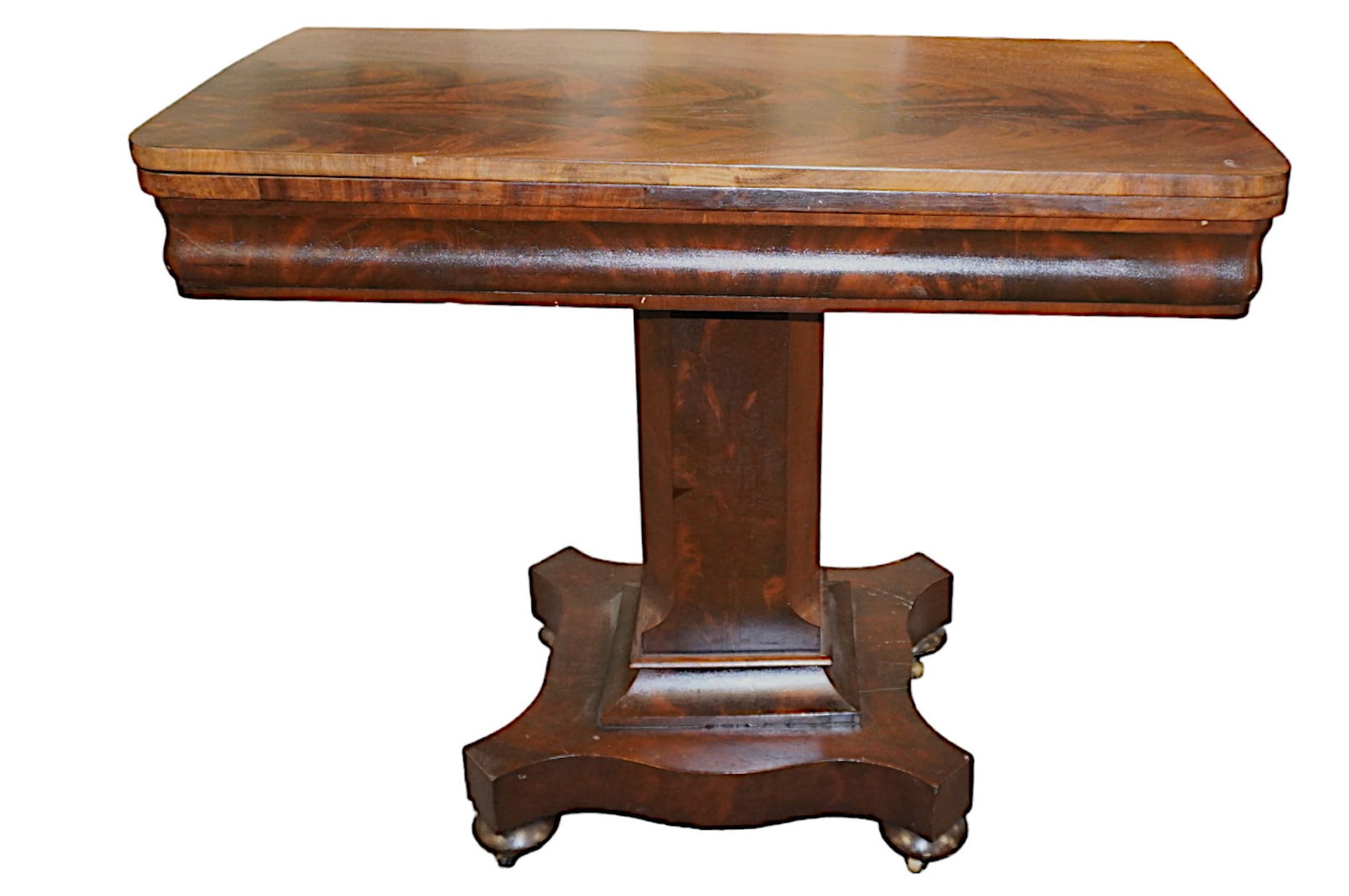 EMPIRE c1840 FLAME MAHOGANY FLIP TOP CARD TABLE (1 of 6)