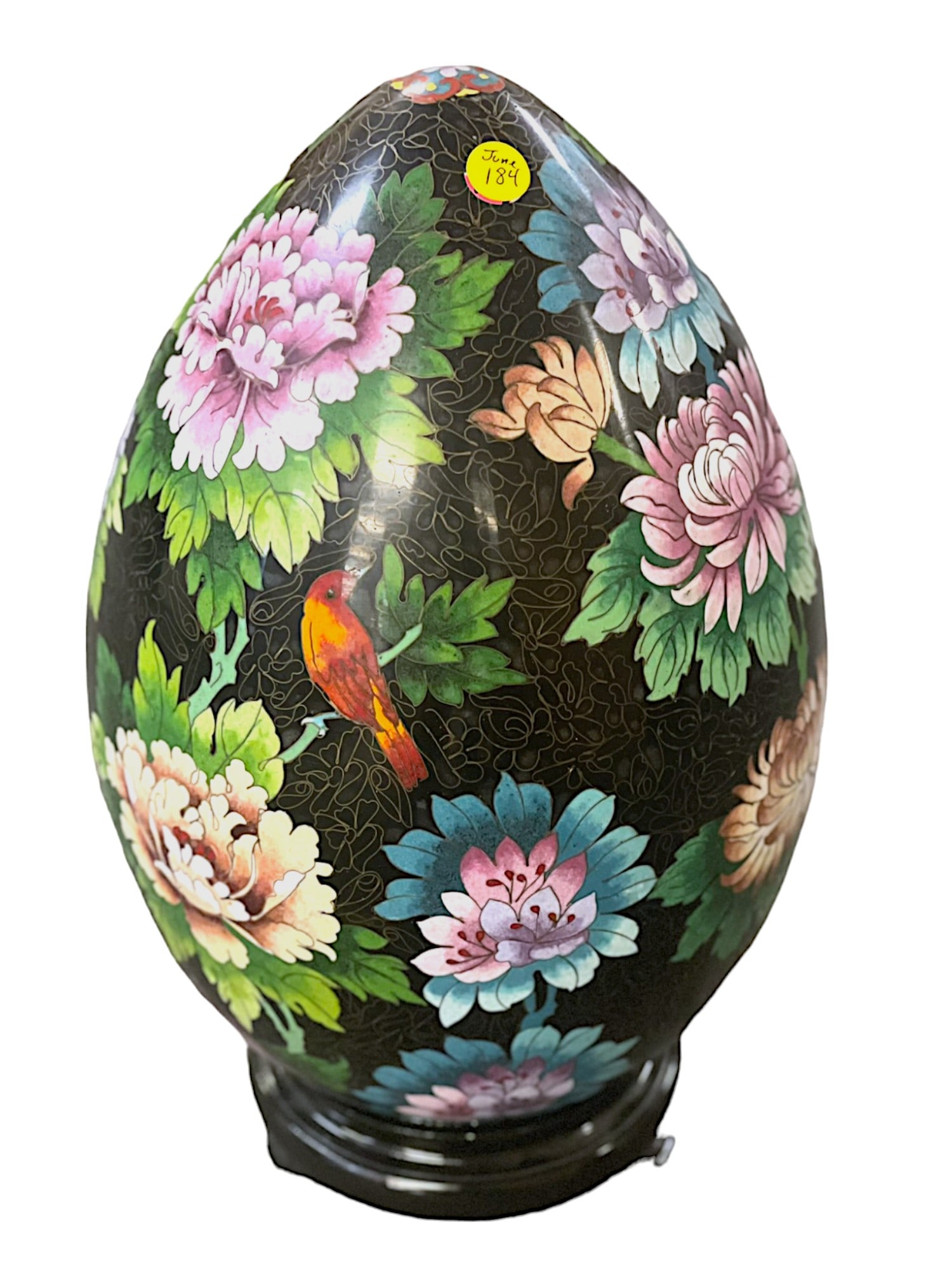 LARGE CLOISONNE EGG ON STAND (1 of 8)