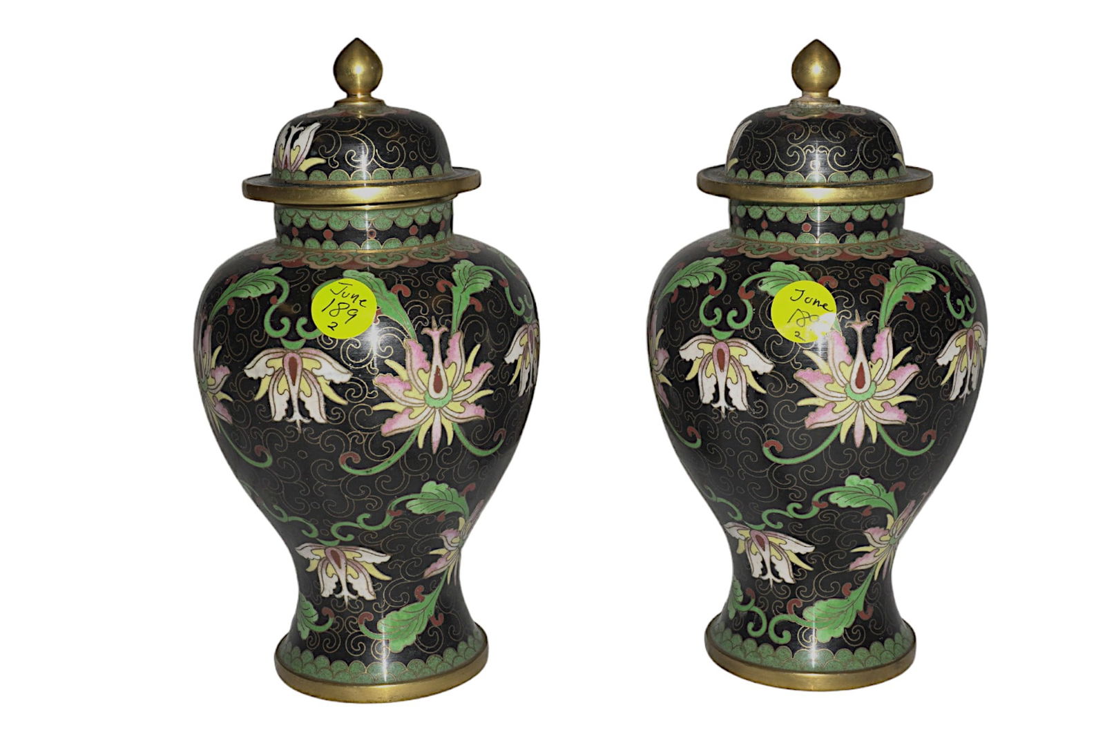 MATCHED PAIR CLOISONNE GINGER JARS (1 of 5)