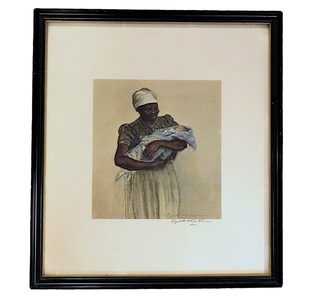 FRAMED SIGNED ELIZABETH O'NEILL VERNER PRINT, TITLE "BLUE BABY" (1 of 3)