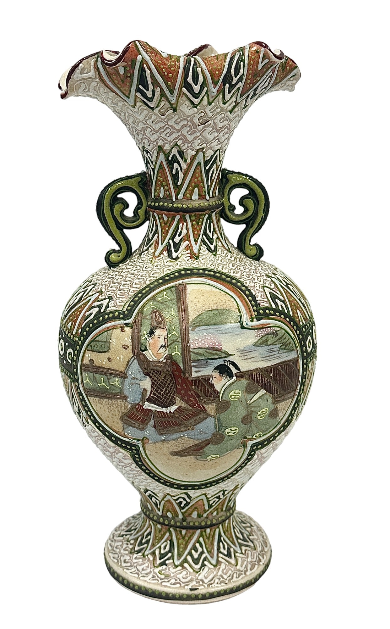 JAPANESE SATSUMA MORIAGE VASE c. 1920 (1 of 7)