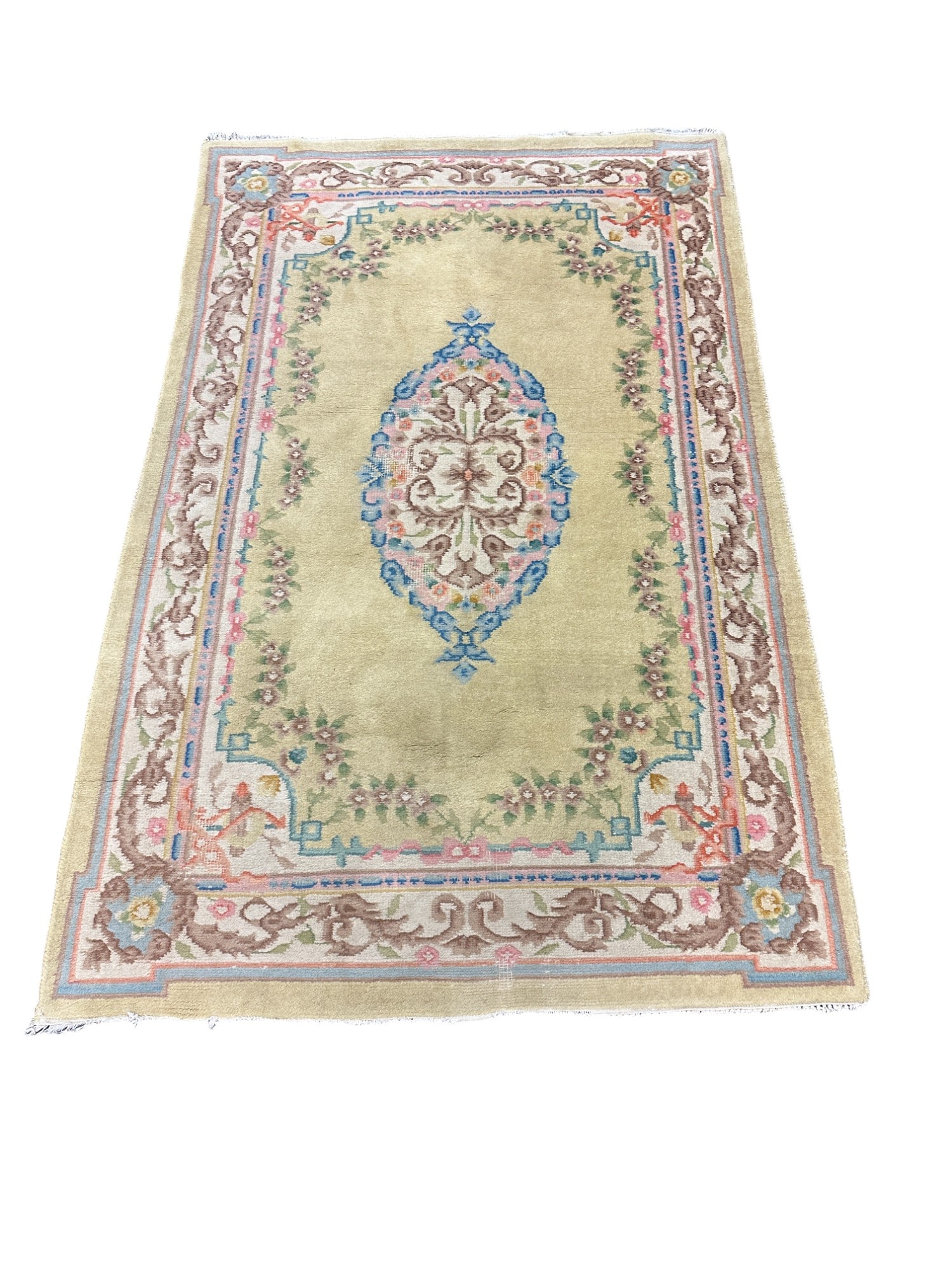 VINTAGE HAND KNOTTED LAMBS WOOL RUG (1 of 6)