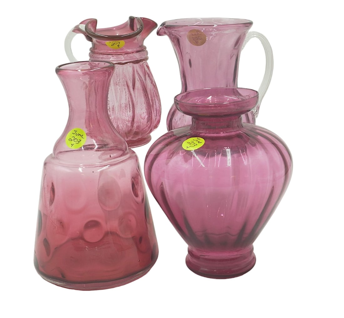 4 PIECES VINTAGE CRANBERRY GLASS (1 of 4)