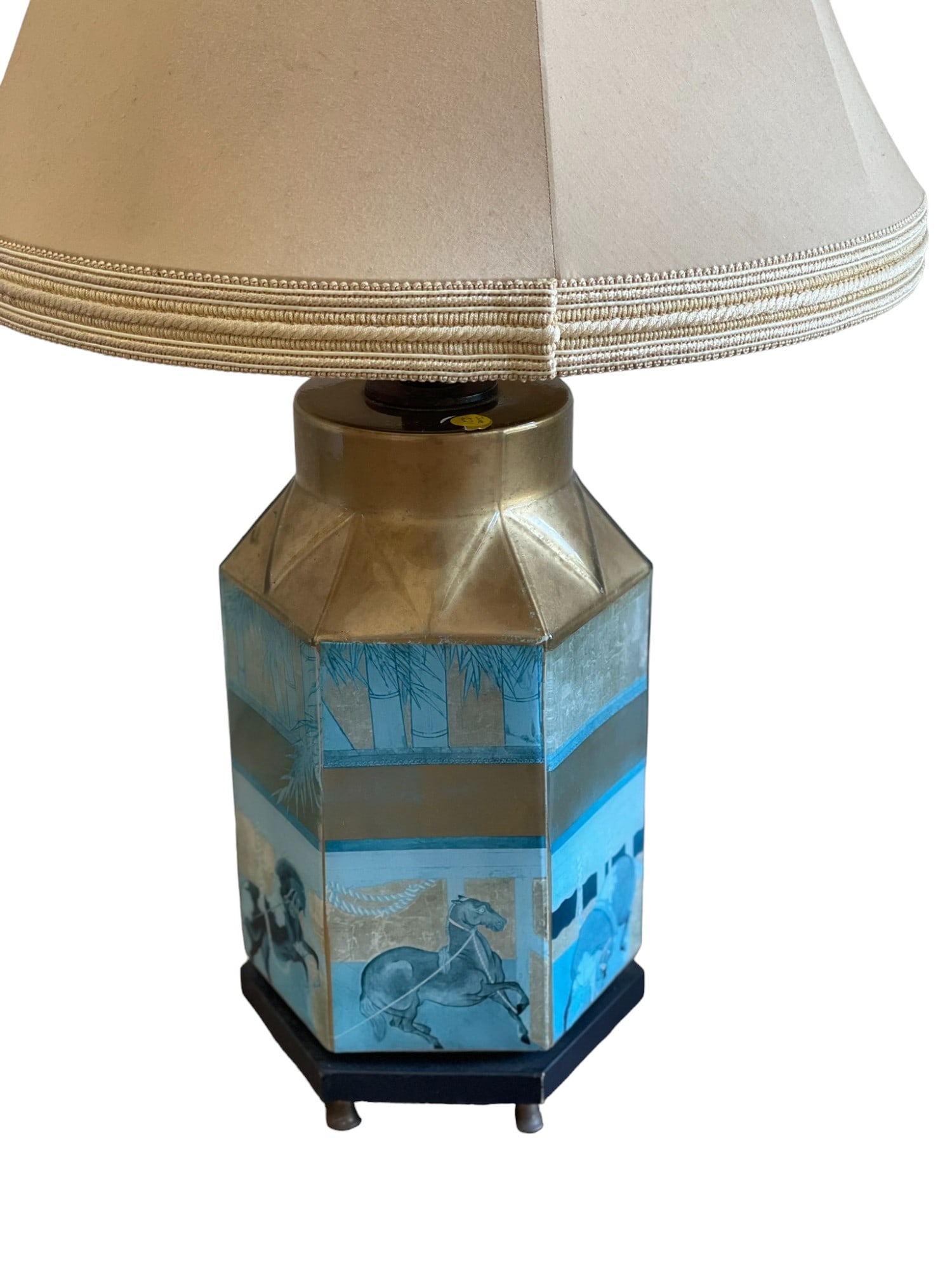 VINTAGE REVERSE PAINTED HEXAGON TABLE LAMP (1 of 8)