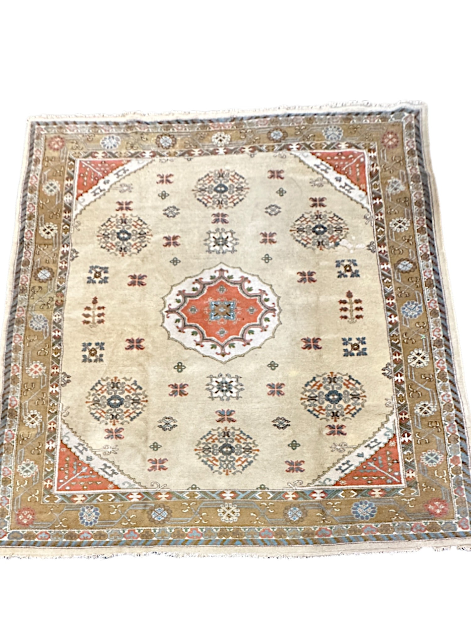 LARGE HAND KNOTTED VINTAGE RUG (1 of 7)