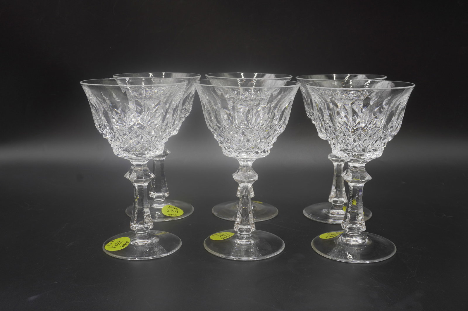 6 PEILL OF GERMANY PFALZGRAF RED WINE CRYSTAL GLASSES: 6 Peill of Germany Pfalzgraf Red Wine Crystal Glasses. Each Measure about 5 5/8" tall. Total lot weight is 4 lbs 5 oz.