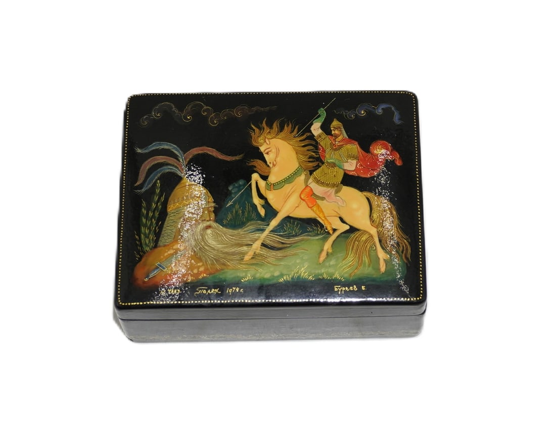 VINTAGE RUSSIAN PALEKH LACQUER BOX USSR FAIRYTALE (1 of 4)