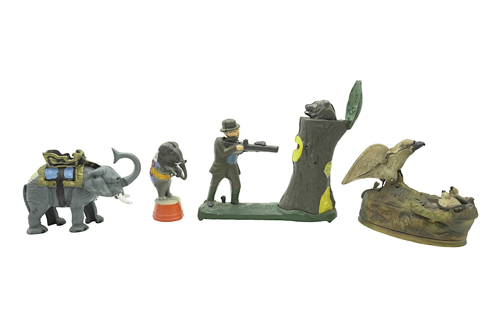 4 VINTAGE/ANTIQUE CAST IRON COIN BANKS (1 of 8)