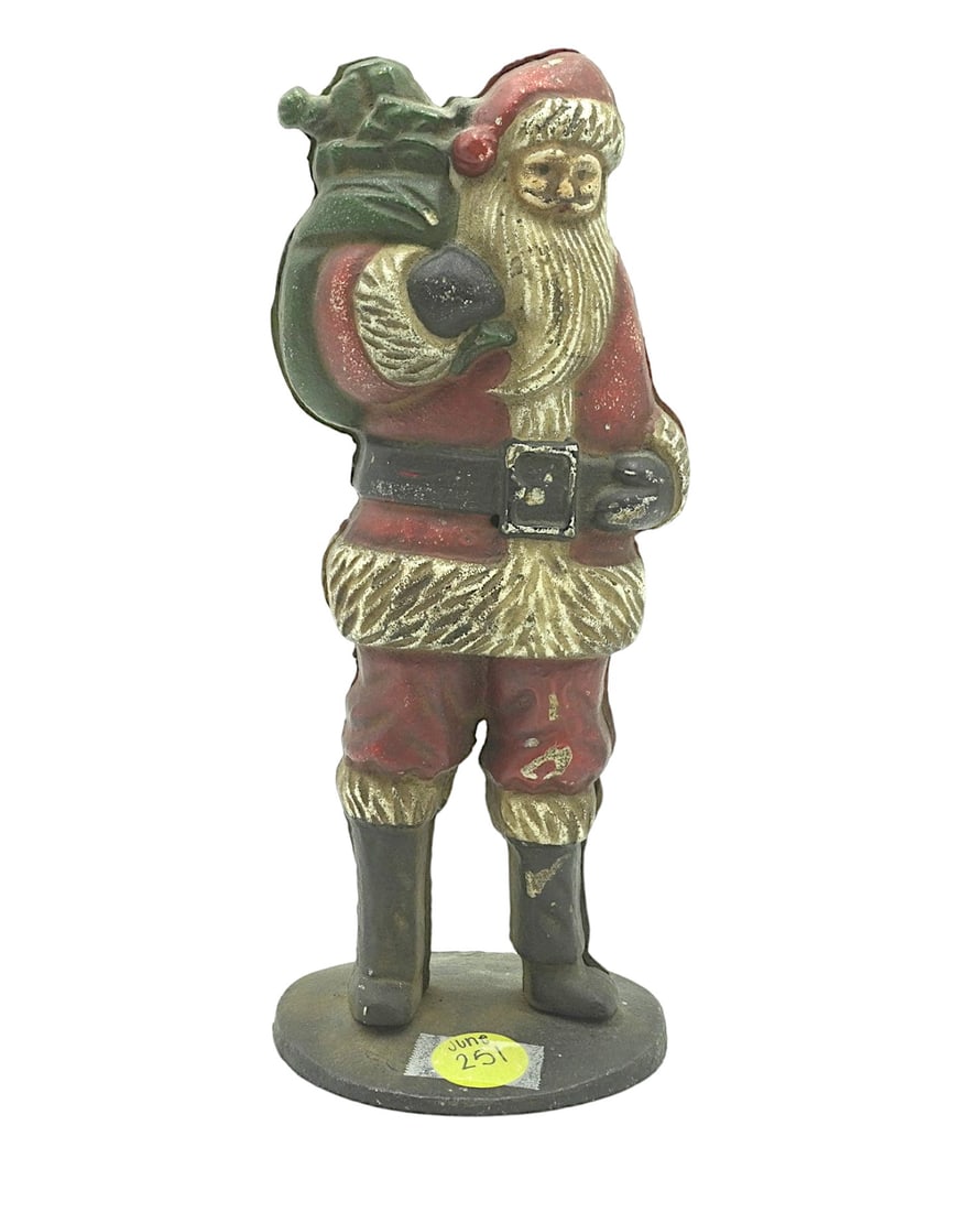 ANTIQUE HAND PAINTED CAST IRON SANTA (1 of 6)