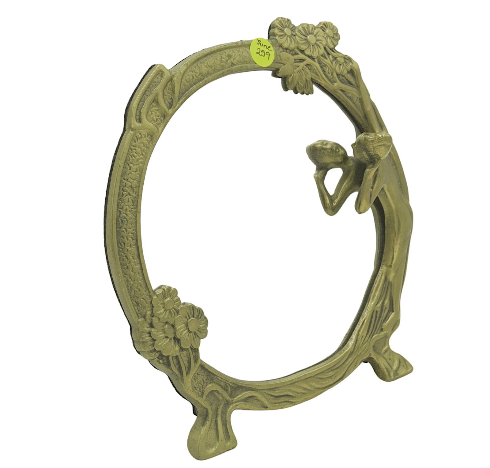 VINTAGE ART NOUVEAU BRASS TABLETOP MIRROR (1 of 3)