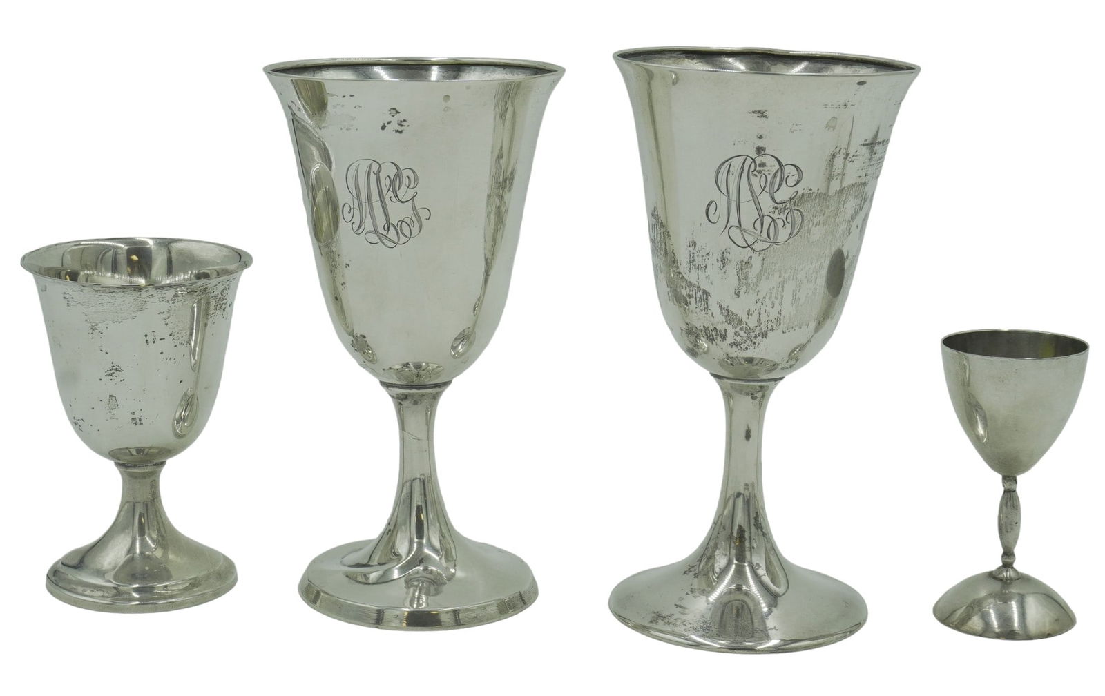 4 PC VINTAGE STERLING GOBLETS AND CUPS (1 of 8)
