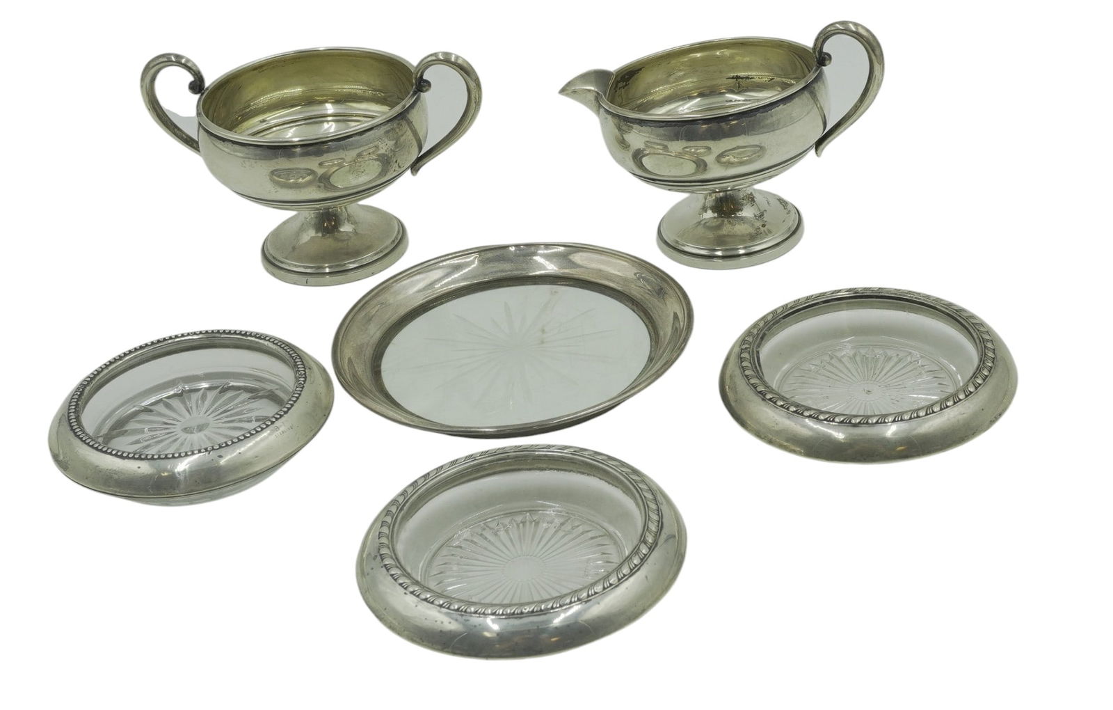 6 PIECES OF STERLING SILVER INCLUDES COASTERS AND CREAM/SUGAR SET (1 of 3)