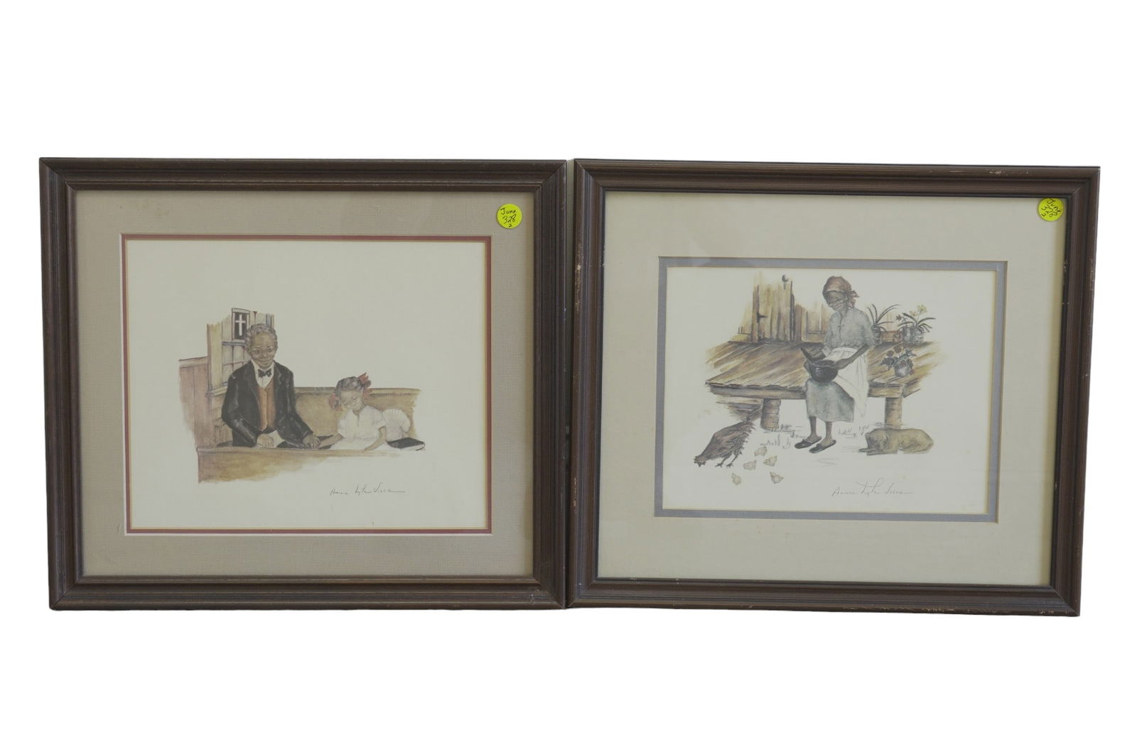 PAIR ANNIE LYLE VISER WATERCOLOR PRINTS (1 of 8)
