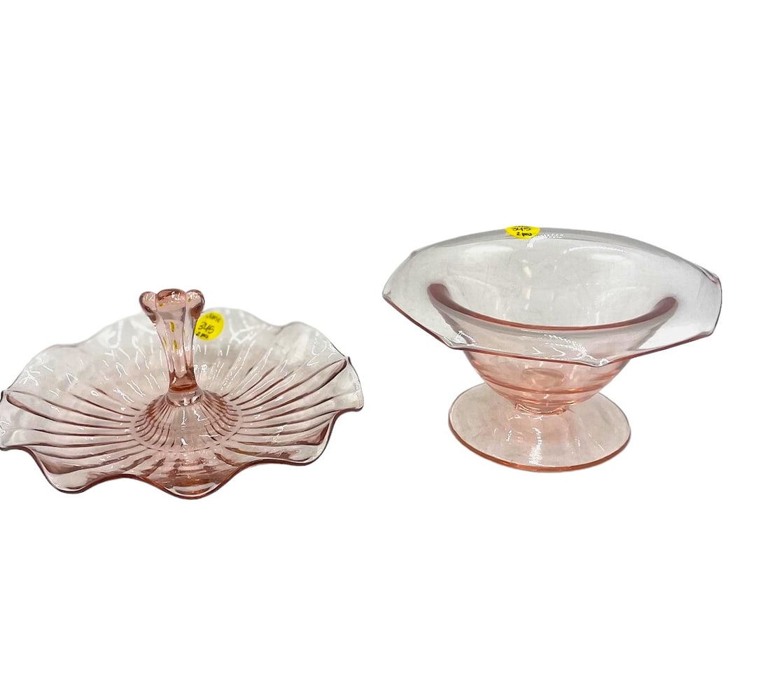 2 PIECES PINK DEPRESSION GLASS (1 of 1)