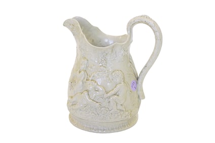 ANTIQUE CROWN STAFFORDSHIRE PARIAN PITCHER