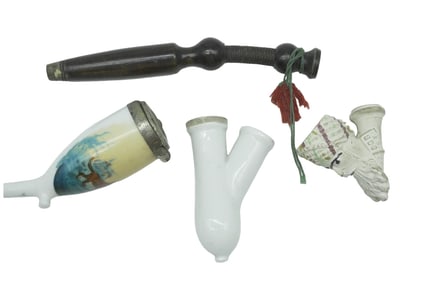 LOT OF ANTIQUE PIPES AND PIPE PIECES