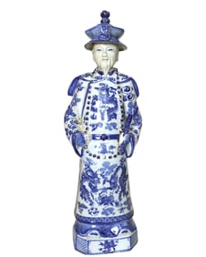 CHINESE PORCELAIN BLUE & WHITE COURT OFFICIAL