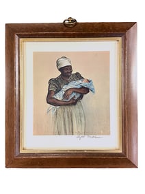 FRAMED SIGNED ELIZABETH O'NEILL VERNER PRINT, TITLE "BLUE BABY"