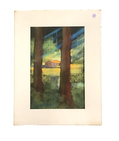 DON WRIGHT(Louisiana 1938-2007) OIL PASTEL ON PAPER