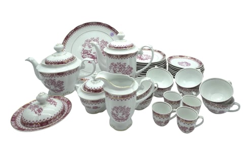 37 pc COMPLETE TEA SERVICE REAL SAO PAULO RED TRANSFER