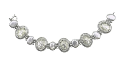 ANTIQUE STERLING SILVER CAMEO BRACELET