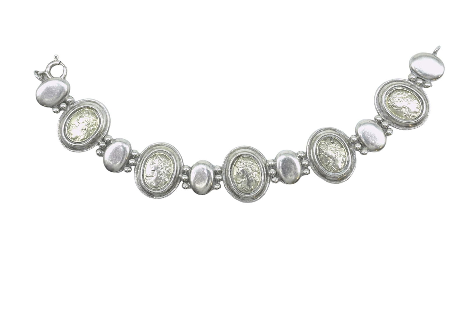 ANTIQUE STERLING SILVER CAMEO BRACELET (1 of 4)