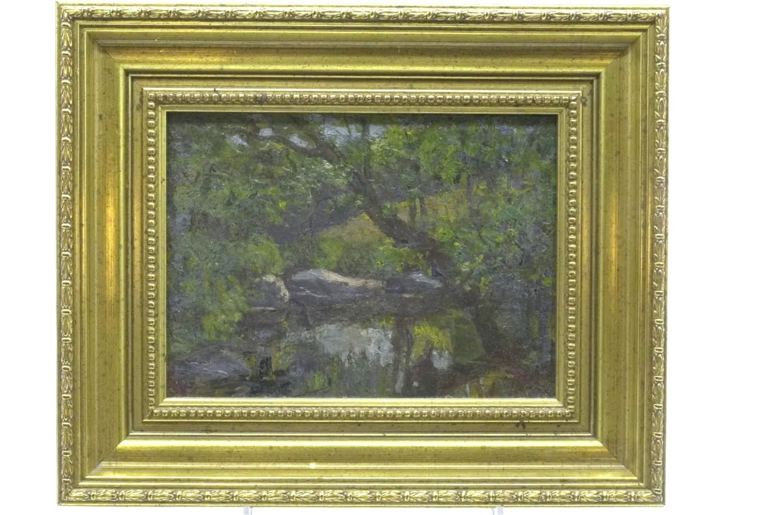 ANTIQUE AMERICAN SCHOOL IMPRESSIONIST LANDSCAPE (1 of 3)