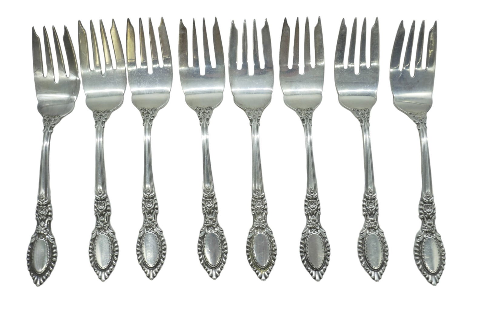 8 STERLING SILVER GUILDHALL REED & BARTON SALAD FORKS (1 of 2)