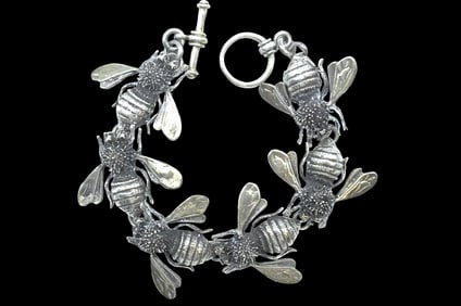 LARGE VINTAGE MEXICAN STERLING SILVER BEE BRACELET