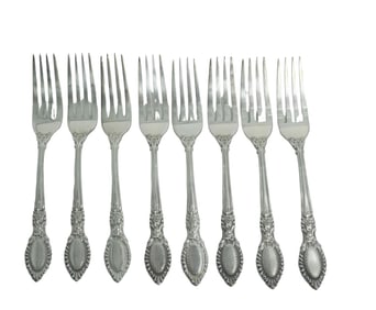 8 STERLING SILVER GUILDHALL REED & BARTON DINNER FORKS