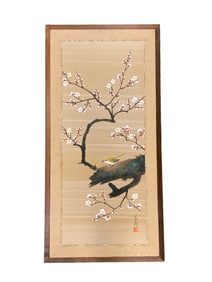 JAPANESE MID CENTURY HAND PAINTED SILK SCROLL