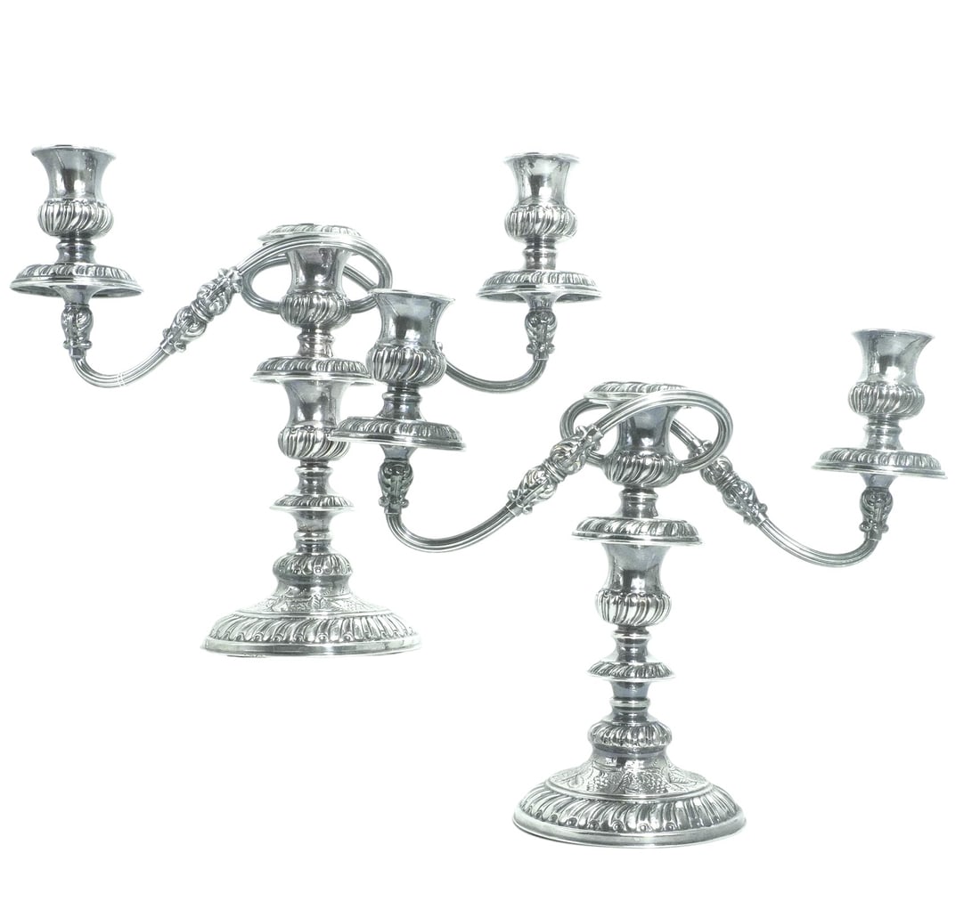 ORNATE ENGLISH SILVER ON COPPER 3 LIGHT CANDELABRA (1 of 6)