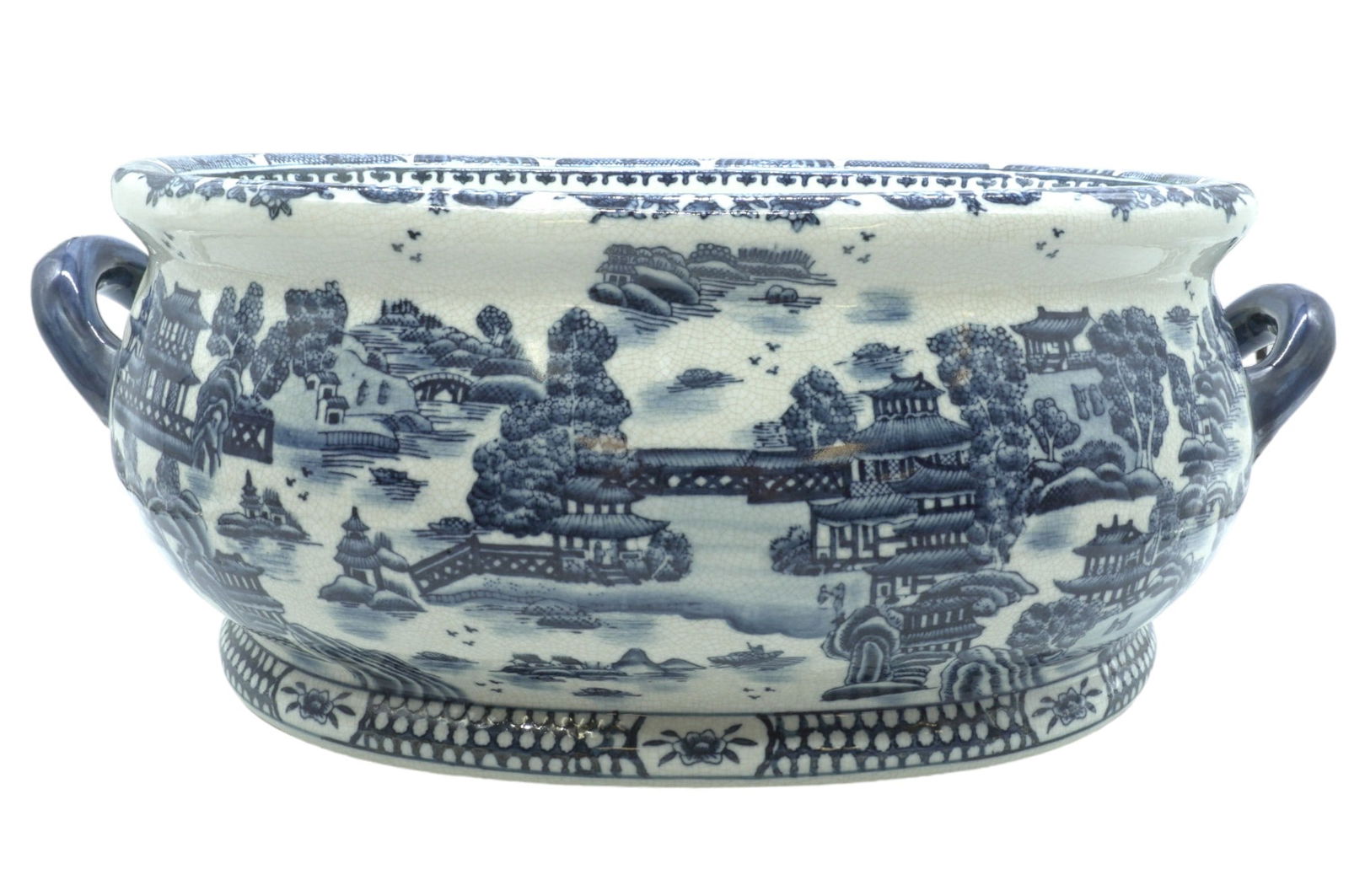 LARGE BLUE & WHITE CHINESE PORCELAIN JARDINIERE FOOT BATH (1 of 7)