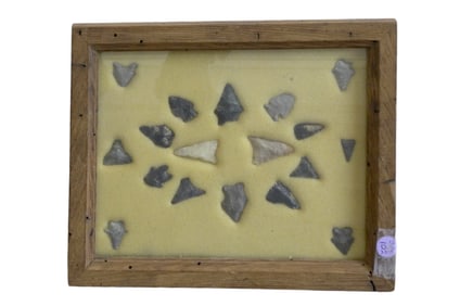 NATIVE AMERICAN STONE ARROWHEADS FRAMED